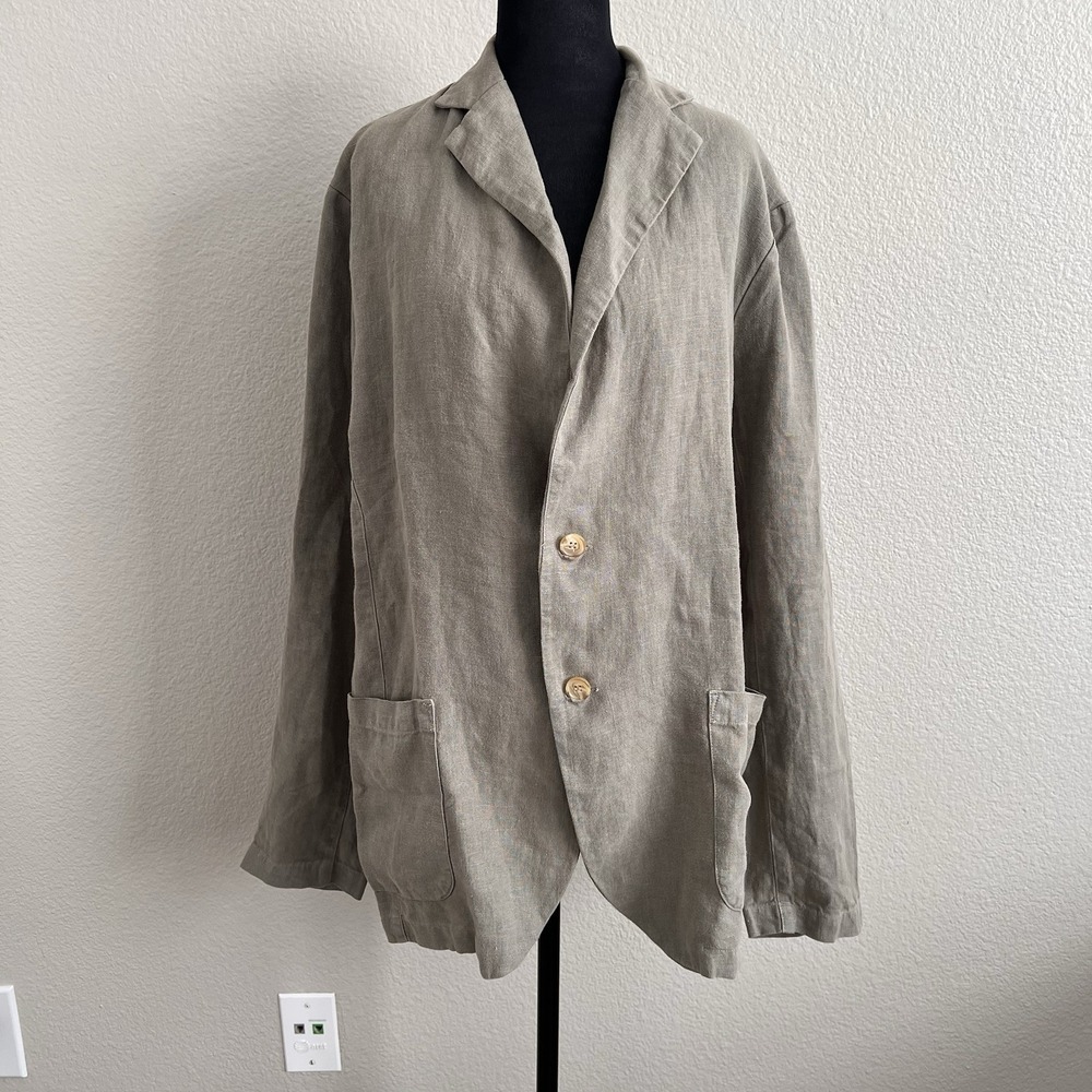 Velvet by Graham & Spencer Women's Large Blazer 100% Linen Light Green NWT